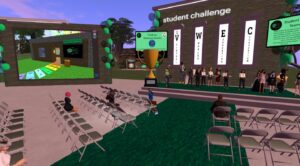 4th Annual Student Challenge - Minetest Team on Monitor During Awards