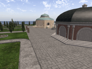 Shot of both pavilions for the Antique Pattern Library Display in Kitely