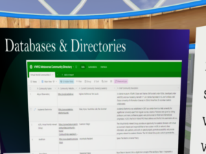 Close up on databases and directories display at OSCC25 Expo