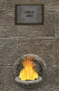 Close up Lorelei Junot plaque at CVL Library